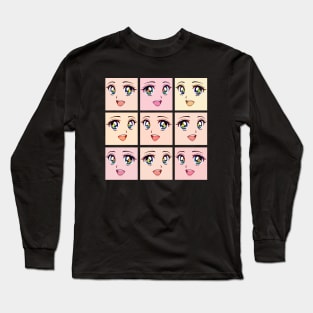 Kawaii Anime Girl Grid Long Sleeve T-Shirt